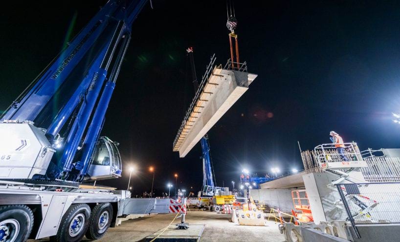 Outdoor construction site in the evening